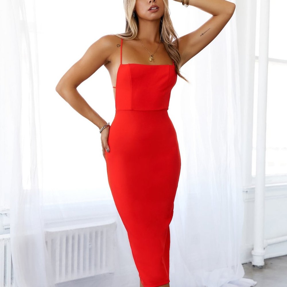 Hello Molly - CANT AFFORD ME MIDI DRESS RED